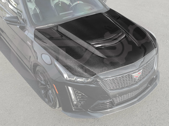 2020-Up Cadillac CT5 / CT5-V / CT5-V Blackwing | Blackwing Style CARBON FIBER Front Vented Hood